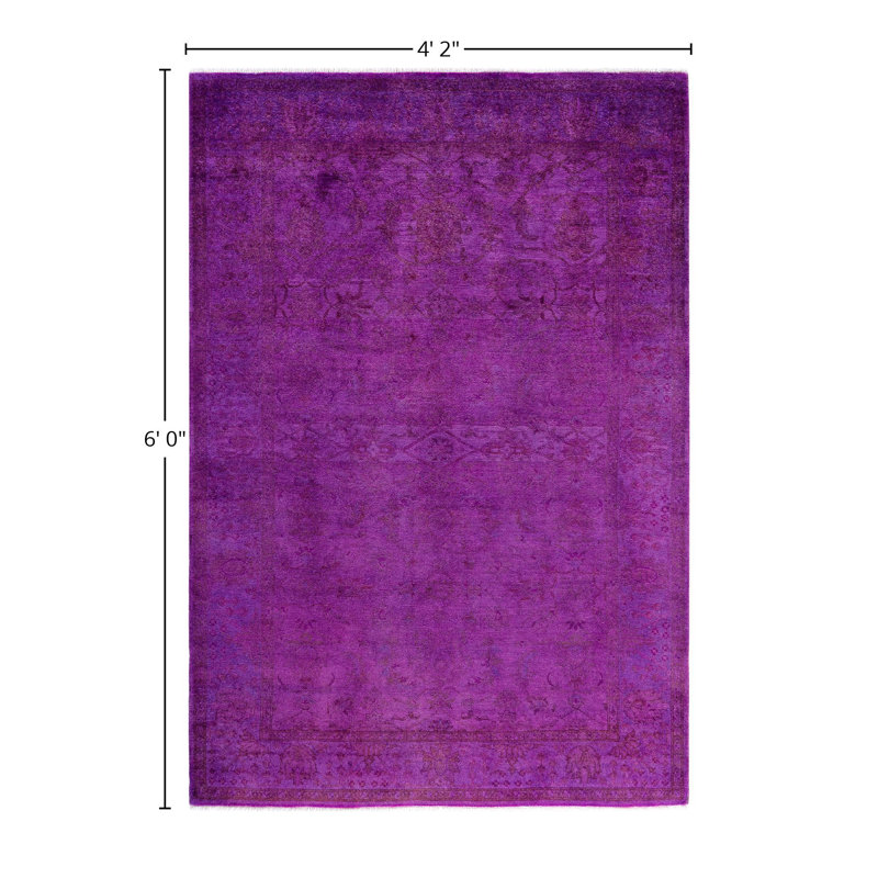 Overdyed One-of-a-Kind 4' 2" X 6' 0" Hand Knotted Area Rug