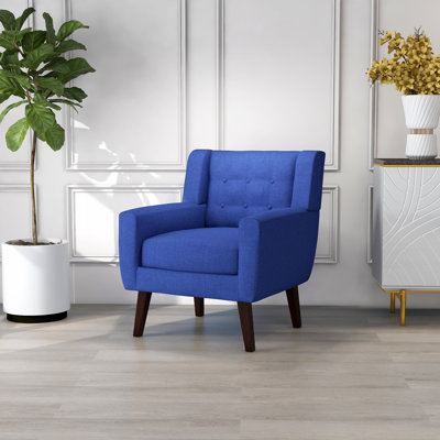 Gillermina Button Tufted Back Linen Blend Armchair