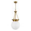 Luminaire suspendu en or brossé 12 po avec verre opale Madelyn-292391035