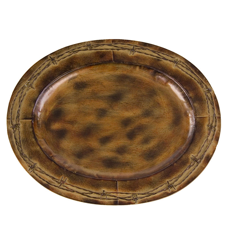 Ensemble de plateaux rustiques en fer brun clair, 16.5"