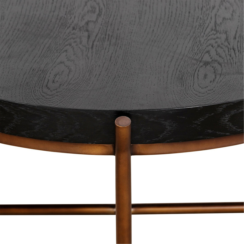 Table basse ronde en métal avec pieds croisés