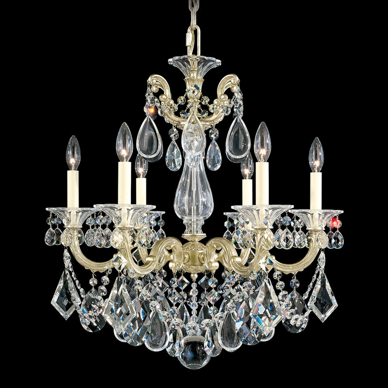 La Scala 6 - Light Chandelier, Etruscan Gold, Handcut Clear