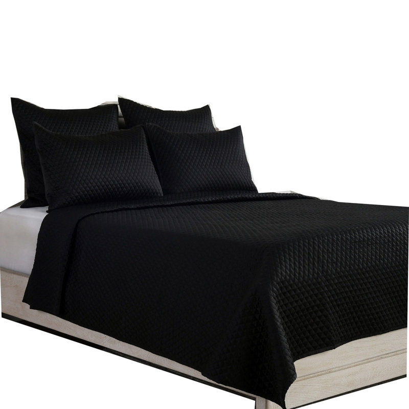 Winthrop Quilt, Queen Quilt, Black