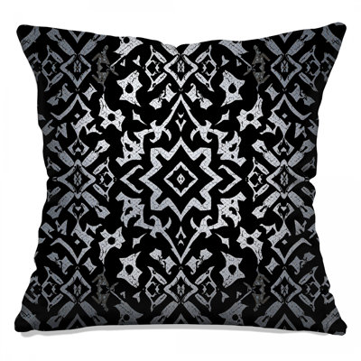 Black Damask Pattern Double Sided Throw Pillows