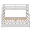 Lit superposé simple au-dessus d'un lit double avec lit escamotable Wood-116593633