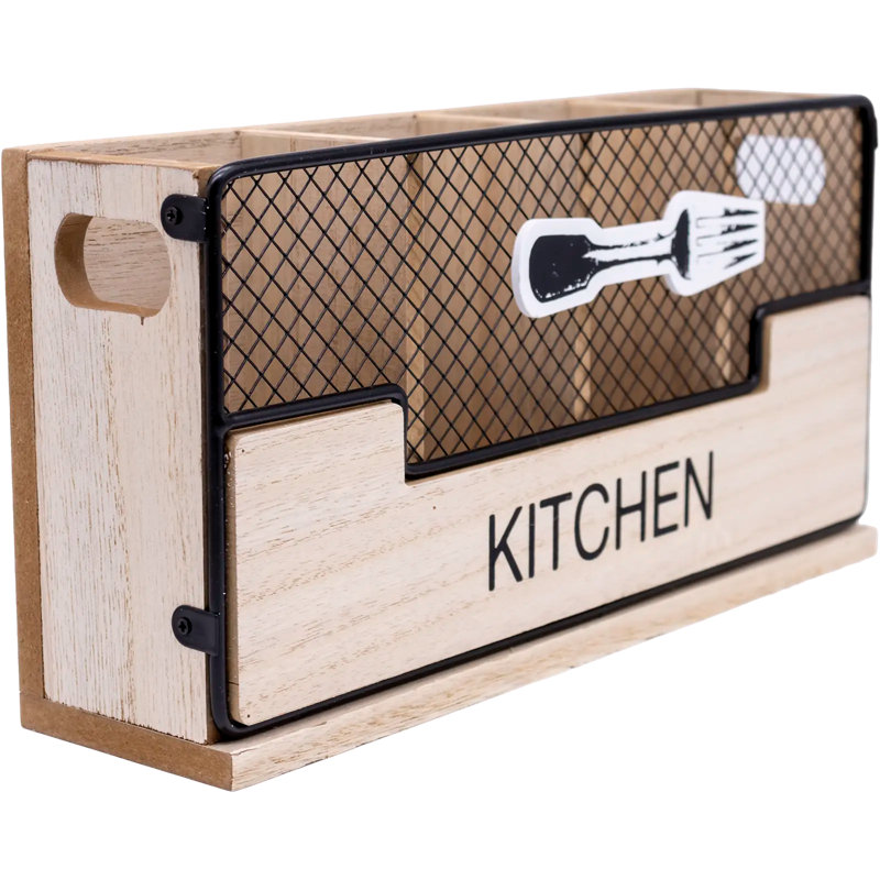 Wood Rectangle Utensil Crock