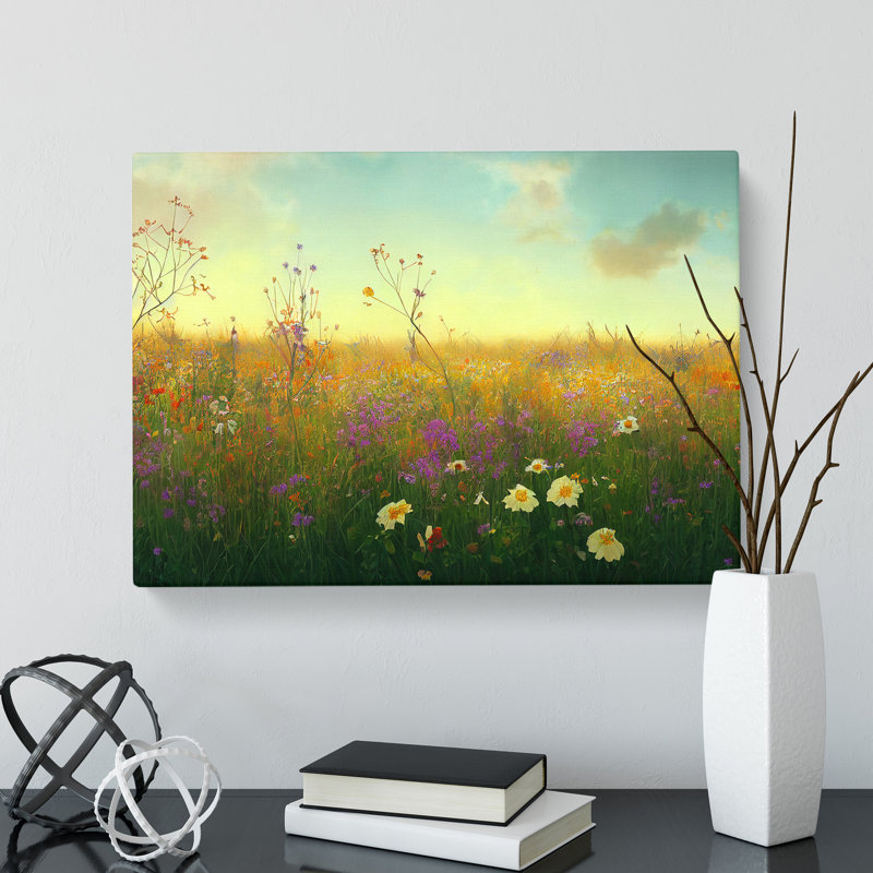 Dreamy Wildflowers Floral - Wrapped Canvas, 50cm H x 76cm W