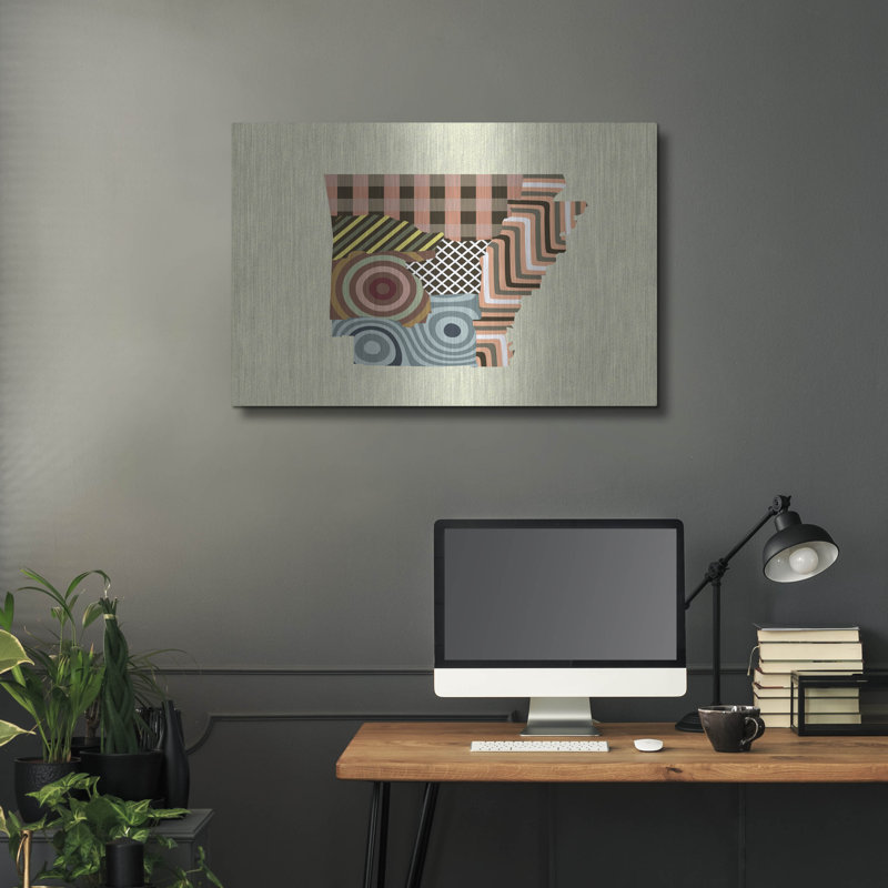 Ivy Bronx «Arkansas State Map» par Lanre Adefioye, mur en métal, H 24 po x l 36 po