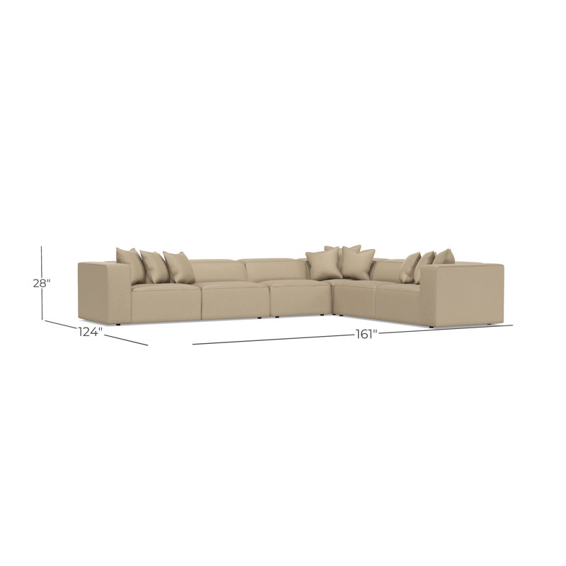 Bernhardt Bliss 4-Piece Fabric Sectional, 28" H x 160.5" W x 123.5" D, Taupe Polyester