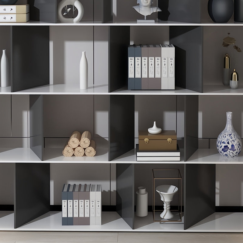 Une bibliothèque de haute qualité et exquise, (6 tablettes) H 86,6 po x l 59 po x P 11,8 po, Noir / blanc