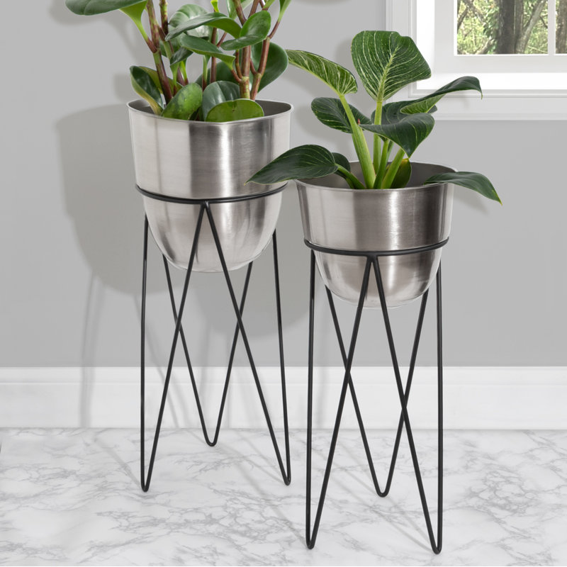 Ensemble de pots à fleurs en métal 2 pièces Hillwood