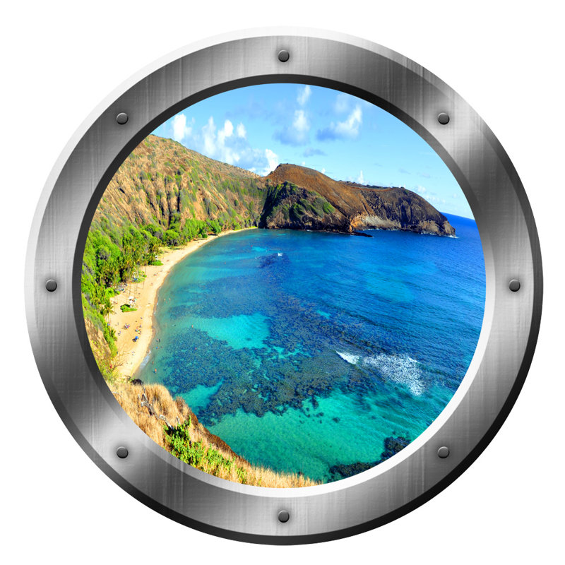 Adhésif décoratif océan plage, H 14 po x l 14 po x P 0,01 po, Argent