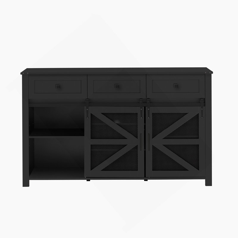 Sideboard Buffet Cabinet With Drawers, Adjustable Shelves, Accent Cabinet With Aluminum Handles For Living Room, Dining Room