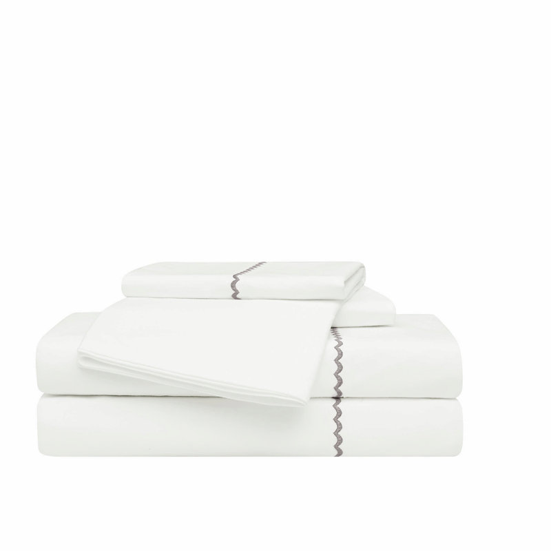 Oceanfront Resort Solid Percale Sheet Set, Split King Sheet Set with 2 Fitted Sheets, White