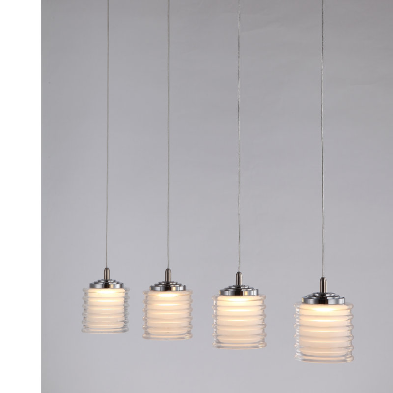 Luminaire suspendu cylindrique à DEL 4 lumières Boley, Nickel