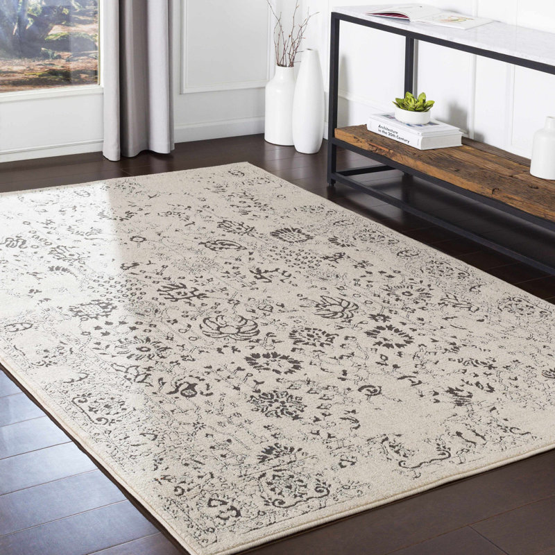 Tapis oriental gris anthracite / taupe / ivoire Idellar, Rectangle 5 pi 3 po x 7 pi 3 po