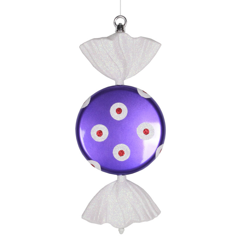 Ornement 13 "bonbon scintillant, Mauve / Blanc