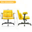 Chaise de bureau jaune avec accoudoirs croisés en lin jaune avec roulettes - ergonomique pour le bureau personnel, le travail et les études