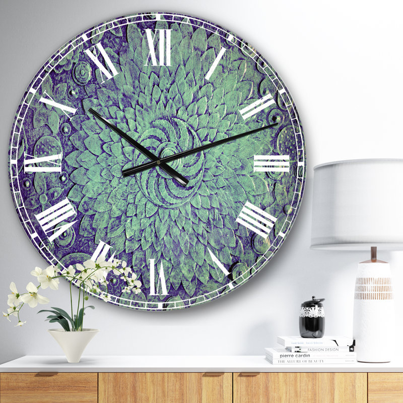 Horloge murale traditionnelle peinte à la main fleurs bleues, Petit