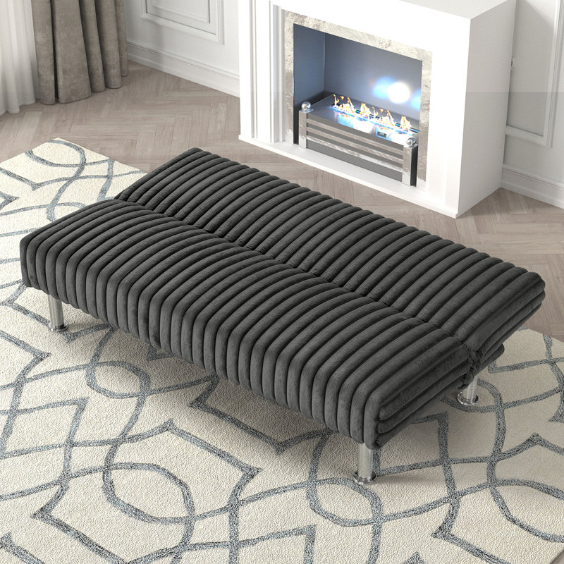 65.6'' W Upholstered Sofa Bed, Charcoal