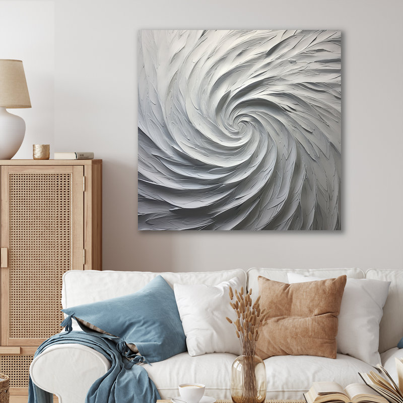 Cidalia " White Majestic Motion ", 36" H x 36" W x 1.5" D, Wrapped Canvas