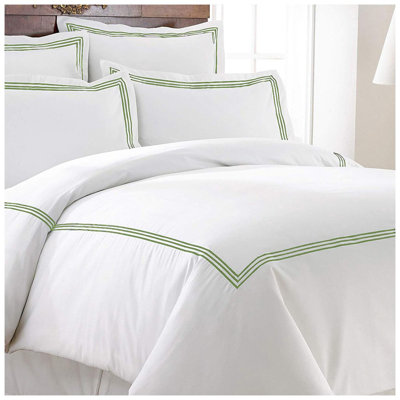 500TC Cotton Triple Embroidery Sateen Solid Duvet Cover Set