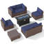 Ensemble de conversation modulaire en osier pour 6 personnes avec coussins-519986956