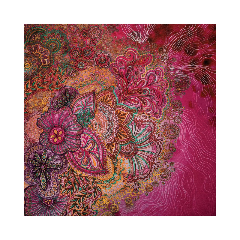 Flourish Berry by Stephanie Corfee - Wrapped Canvas Painting, 30.48 cm H x 30.48 cm W