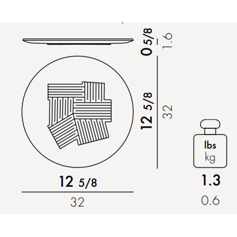 Assiette plate Trama, Gris clair
