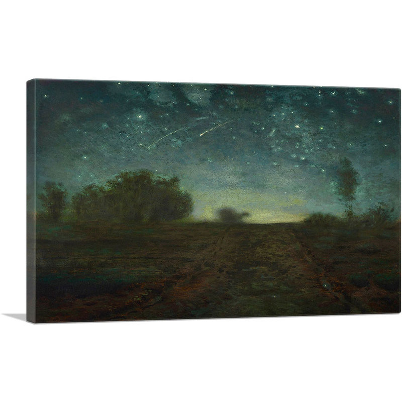 Nuit étoilée 1851 par Jean-François Millet - reproduction d'art sur toile tendue, H 26 po x l 40 po x 1,5 po