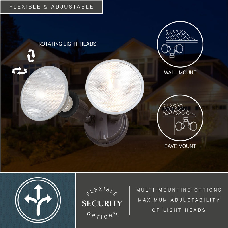 Bronze Dual-Head Outdoor Security Flood Light