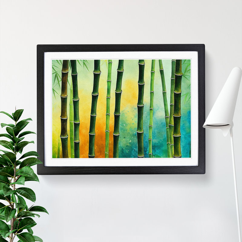 Vibrant Bamboo Forest - Framed Print, 46cm H x 64cm W x 2cm D, Black