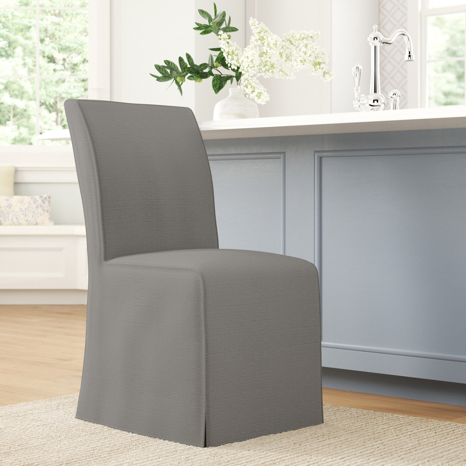 Sumatra Parsons Dining Chair, Linen Gray
