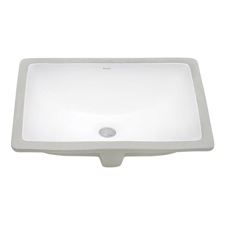 Ruvati 17 x 12 inch Undermount Bathroom Sink White Rectangular Porcelain Ceramic with Overflow