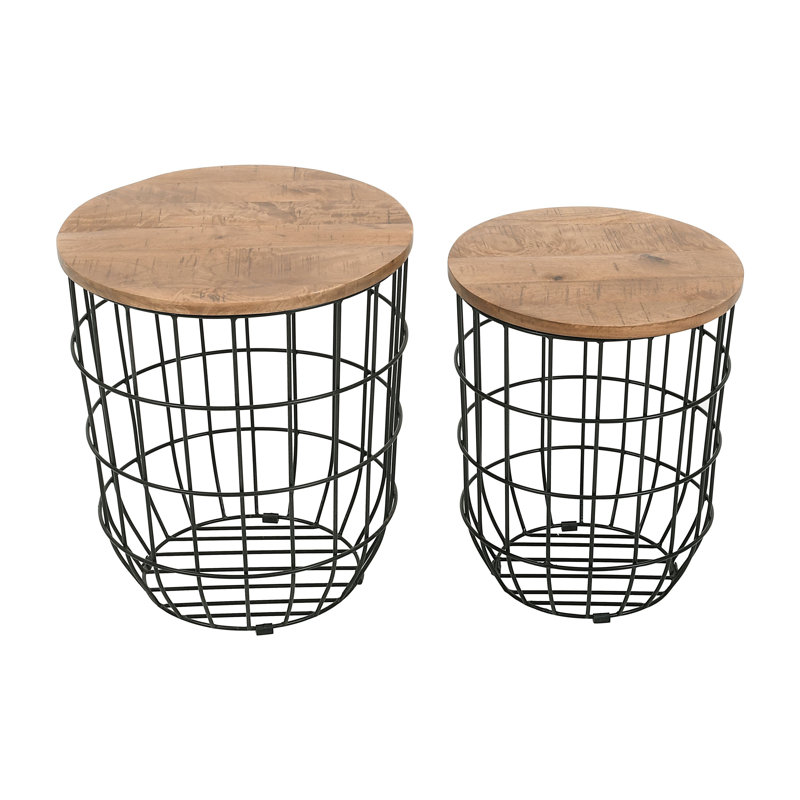 Deaundre Solid Wood Top Nesting Tables, Black