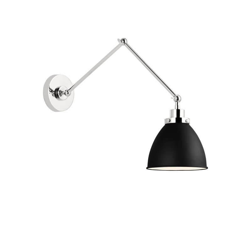 Wellfleet 1 - Light Armed Sconce, Midnight Black, Polished Nickel