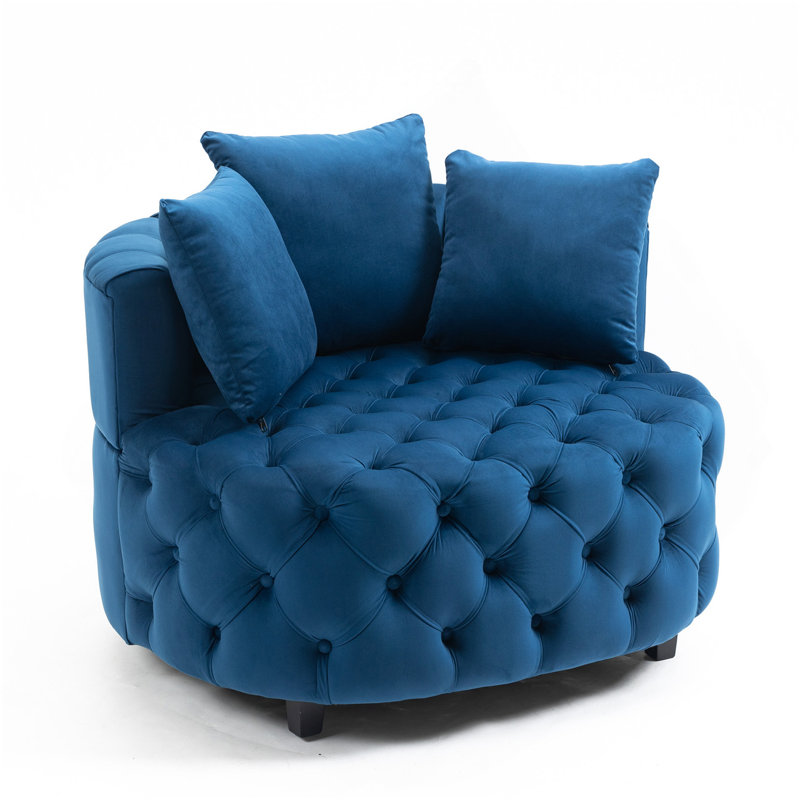 Mobilier, fauteuil d'appoint / fauteuil demi-tonneau classique pour salon / fauteuil de loisir moderne (bleu), Bleu