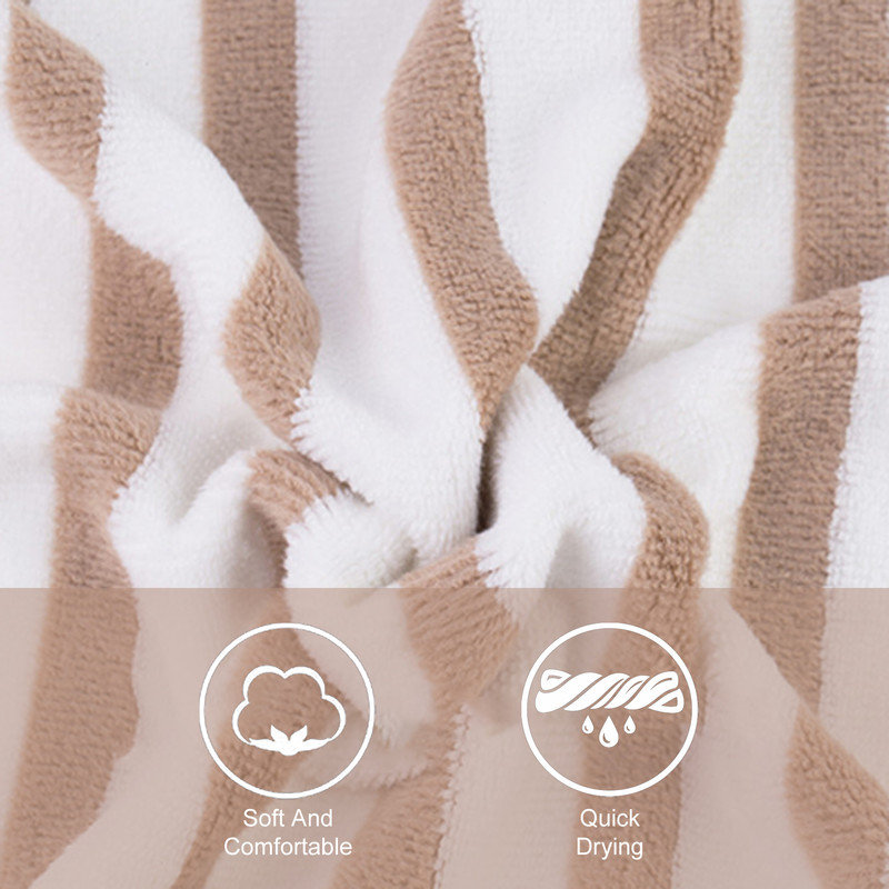 Microfiber Bath Towel Set for Bathroom,6 Pieces 30" x 60", Coffee & White Stripe