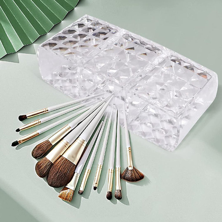 Acrylic 3 Compartment Clear Makeup Brush Case Everly Quinn