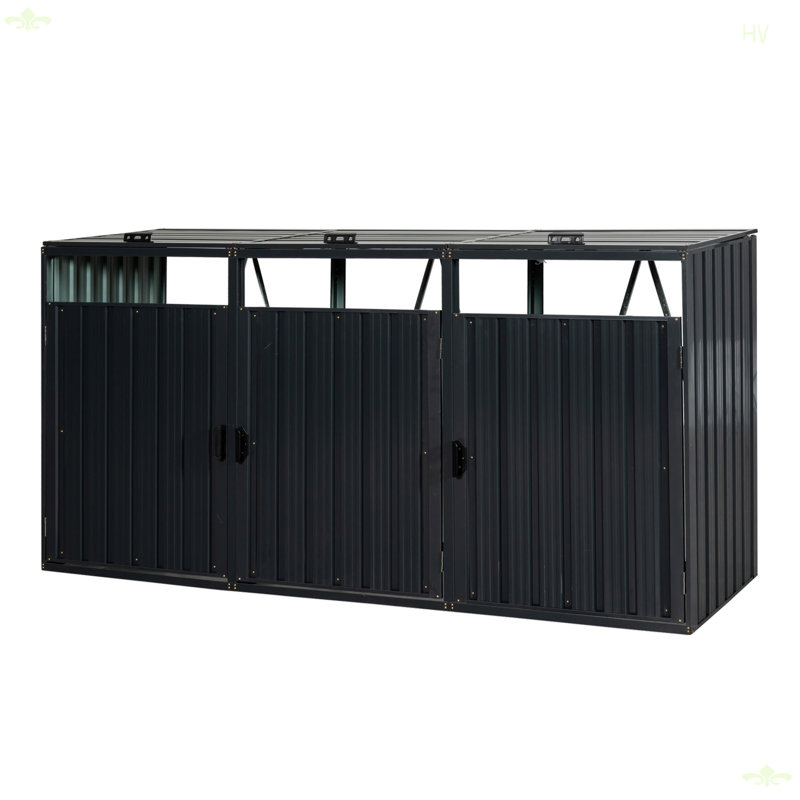 La remise à poubelle permet de ranger 3 poubelles en métal pour le rangement des ordures, en acier inoxydable galvanisé, une remise pour la cour de jardin