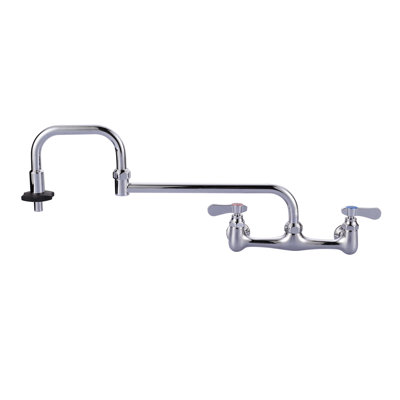 Double-Handle Wall Mounted Folding Commercial Standard Kitchen Faucet With Insulated Switch In Polished Chrome