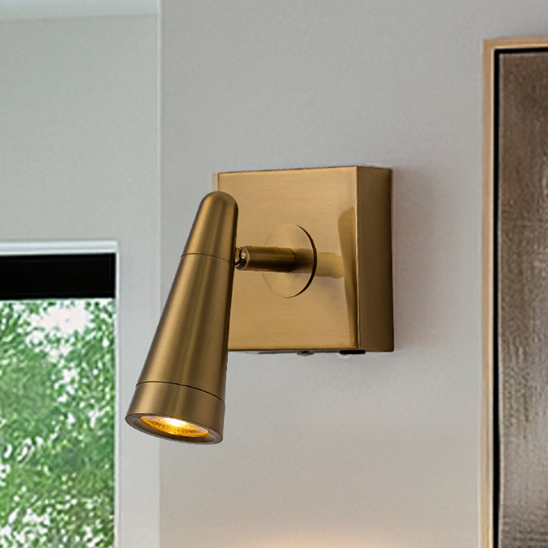 Rechargeable Cordless Wall Sconce Usb-c Led Brass Spot Light With Remote And Stepless Touch Dimming Adjustable Head Accent Light For Bedroom, Hallway, Decor