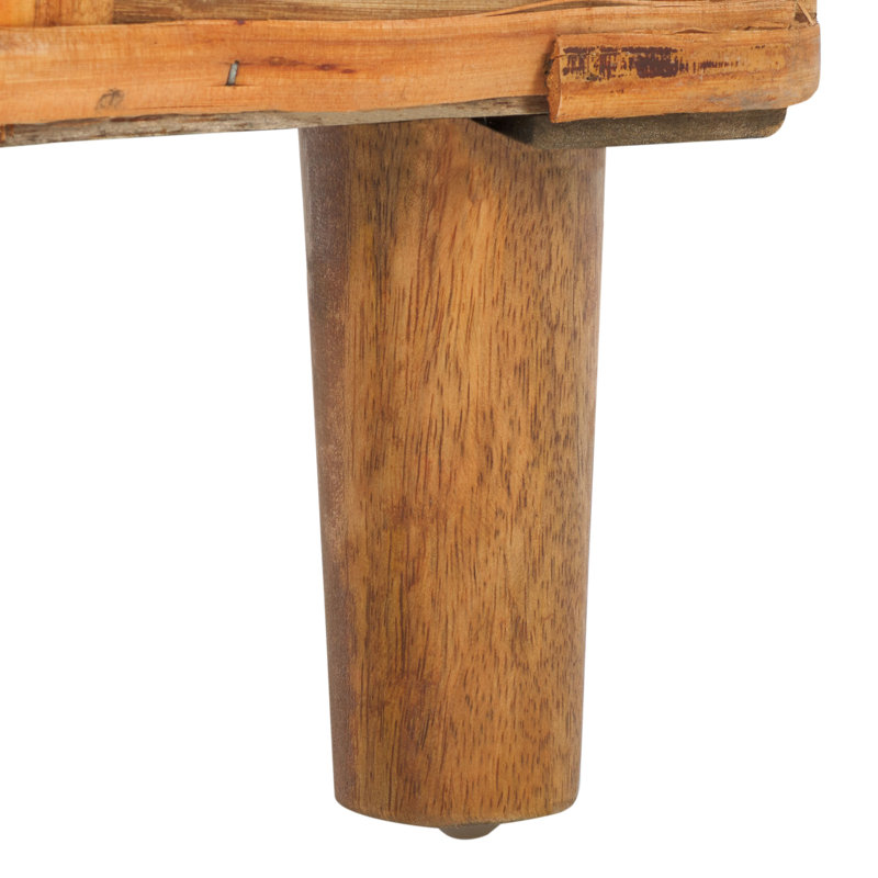 Banc avec revêtement, Coussin blanc / structure naturelle