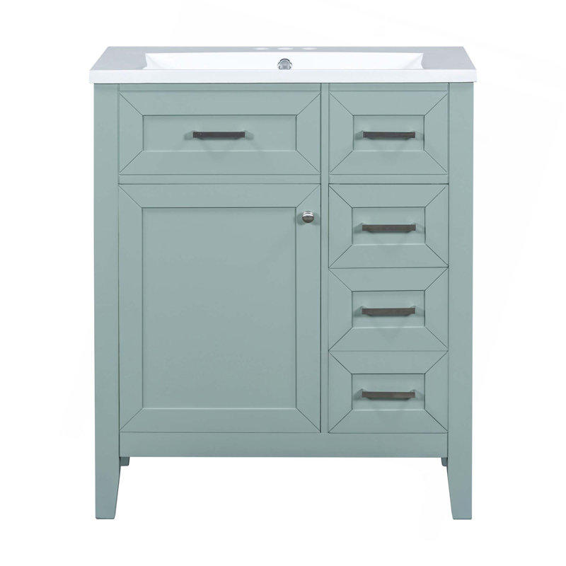 Ensemble de meuble-lavabo 30 po avec lavabo, armoire de salle de bain avec tiroirs, structure solide et panneau de fibres à densité moyenne