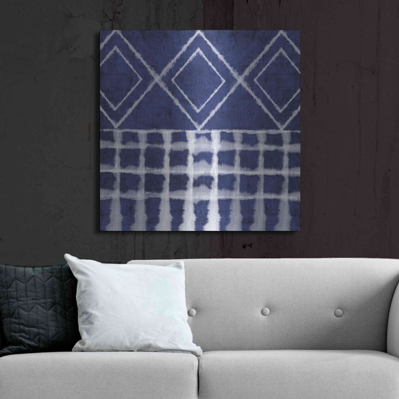 «Blue Shibori D» par Linda Woods, art mural en métal Brayden Studio®, H 36 po x l 36 po