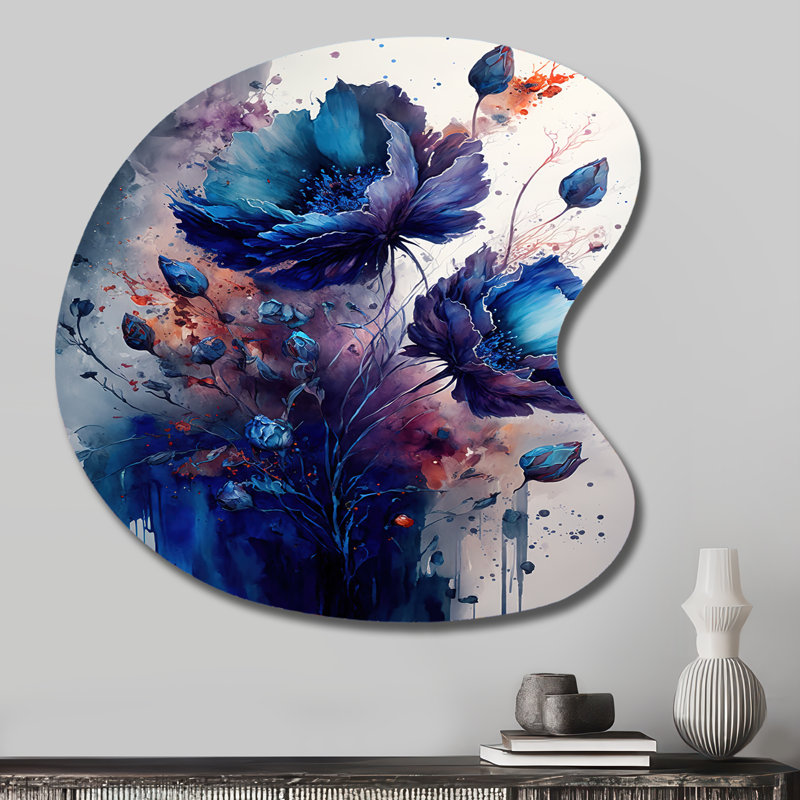 Décoration murale vibrante en forme de goutte de fleur - Bouquet de fleurs bleu éclatant II, H 27 po x l 27 po