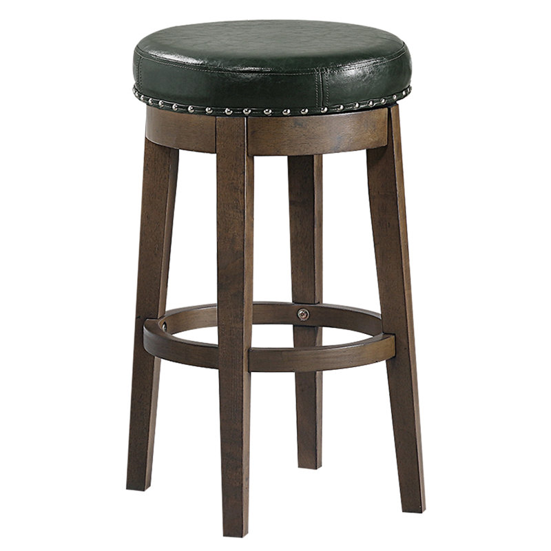 Tabouret pivotant 18 po Bauxite Red Barrel Studio® Furniture en similicuir noir (ensemble de 2), Vert olive
