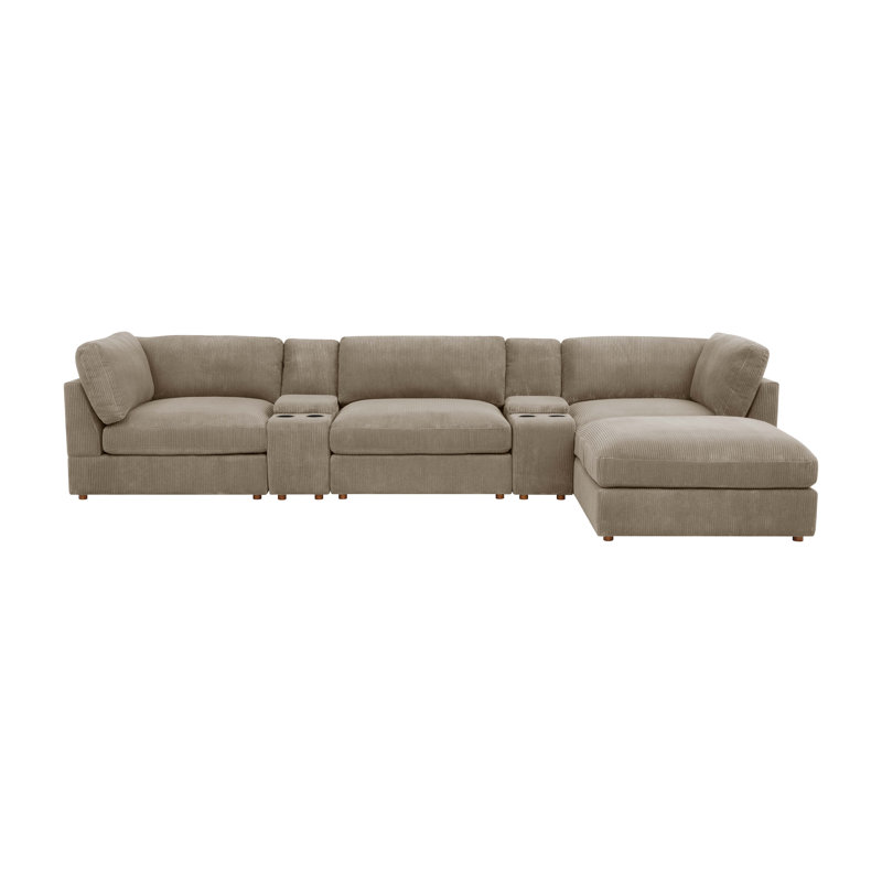 Aysgarth Modular Corduroy Sectional, Camel