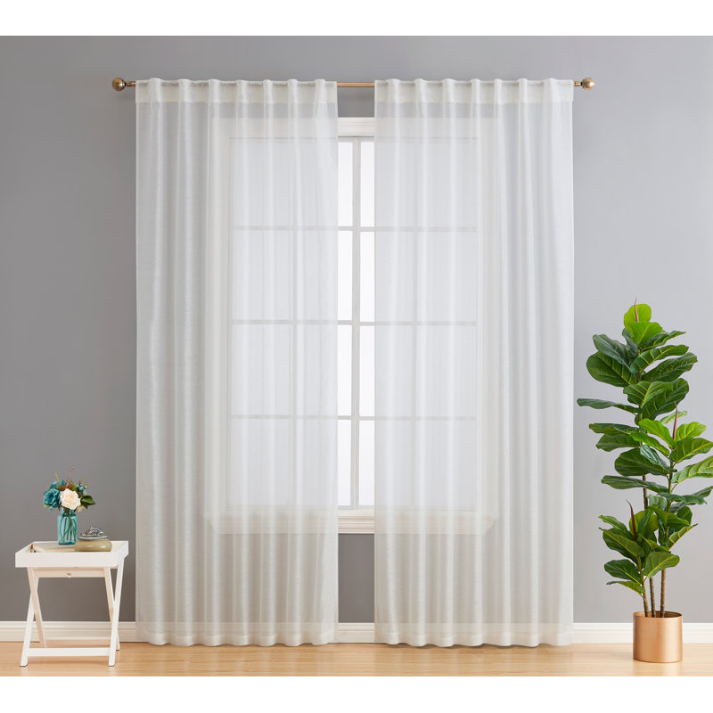 Lauren Semi Sheer Curtain Pair, 54" W x 96" L, Ivory
