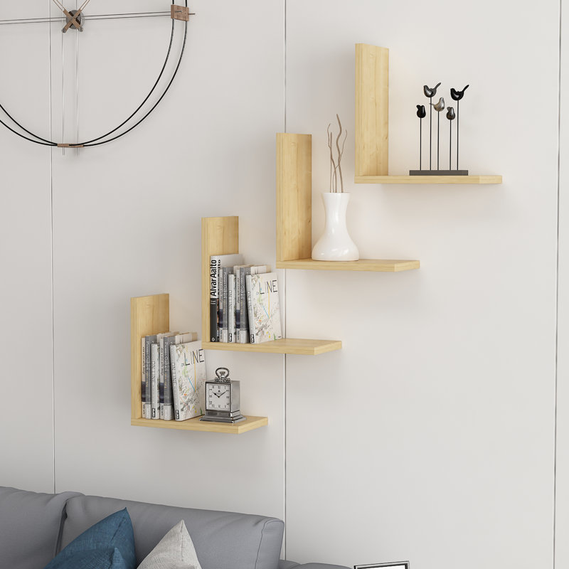 Blalock 4 Piece Floating Shelf, Oak